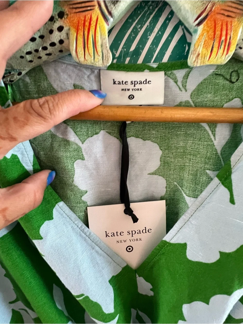 Kate Spade x Target Linen blend green & light blue floral maxi dress NWT sz L